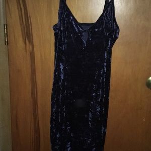 Dark blue crushed velvet dress